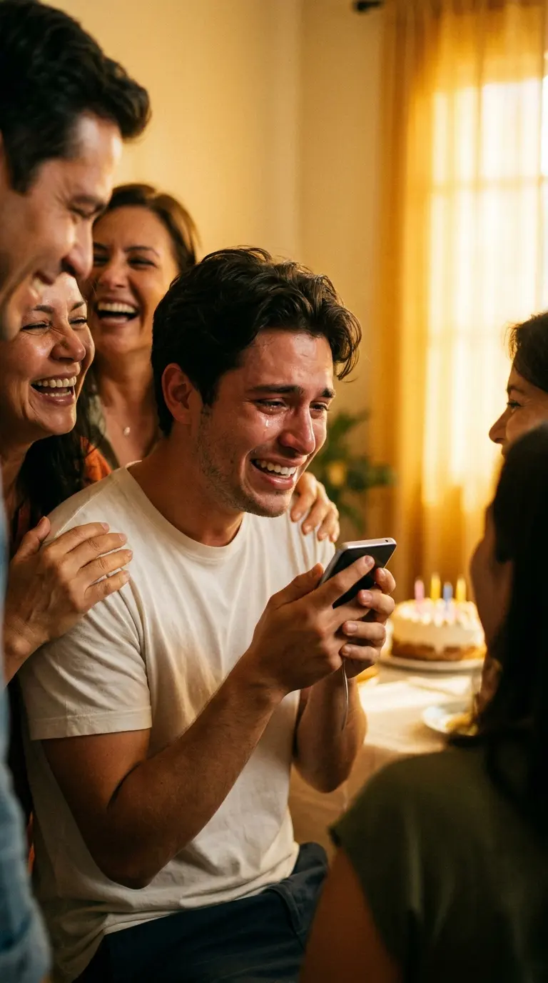Jeune homme touché par une chanson personnalisée pour son anniversaire
