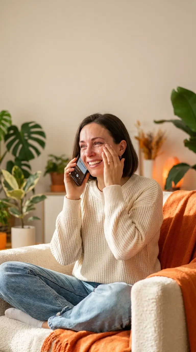 Meilleure amie émue en écoutant une chanson cadeau